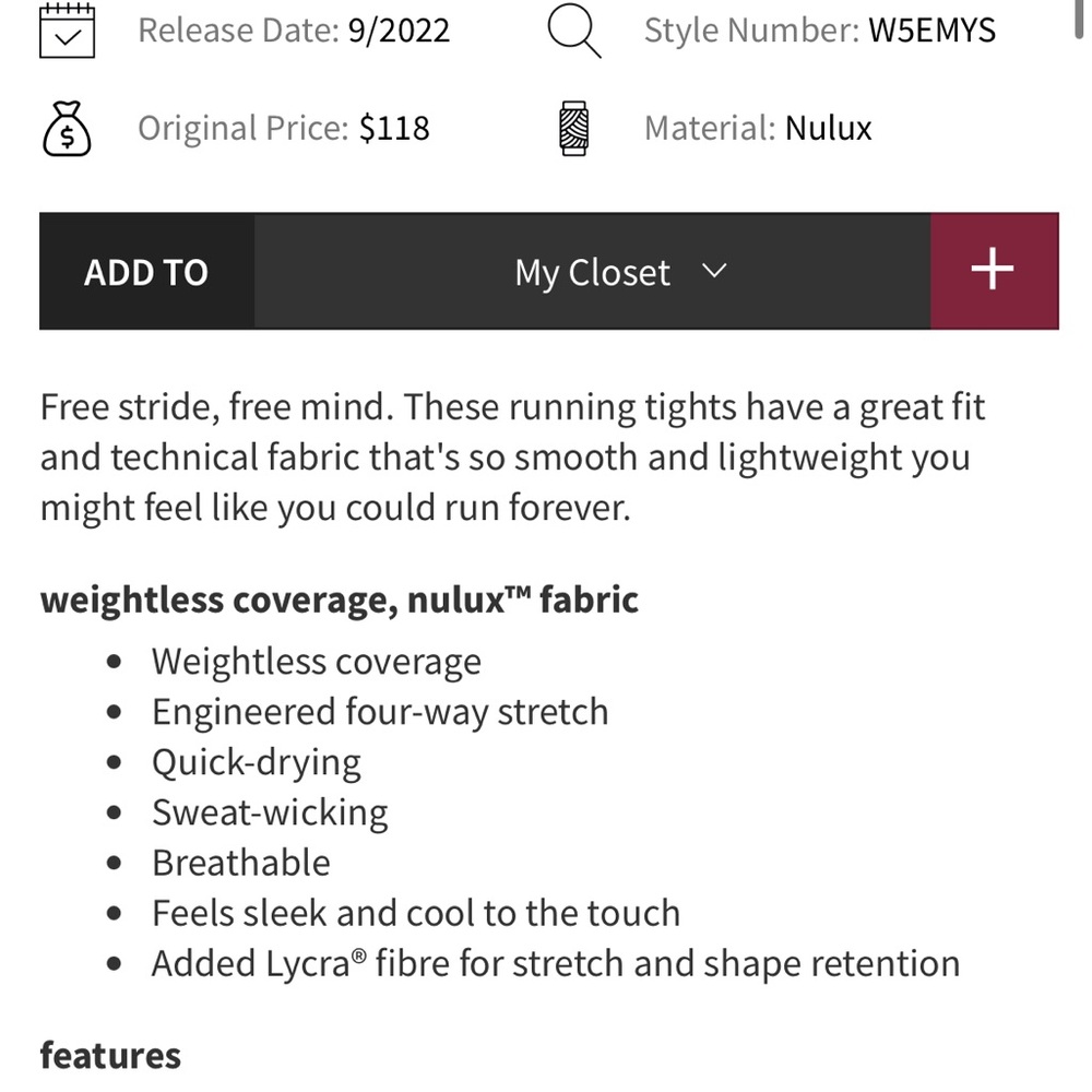 Lululemon Base Pace High-Rise Reflective Tights in Smoked Spruce - Picture 3 of 7